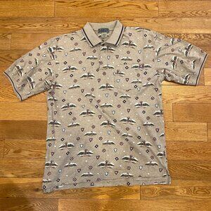 Arnold Palmer Golf Polo Shirt Men M AOP USA Golfers Vintage Preppy Short Sleeve